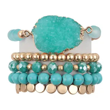 Druzy Stone Bracelet Set | Turquoise