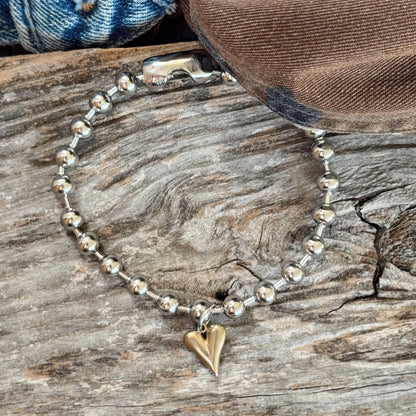 Mixed Metal Heart Charm Bracelet 