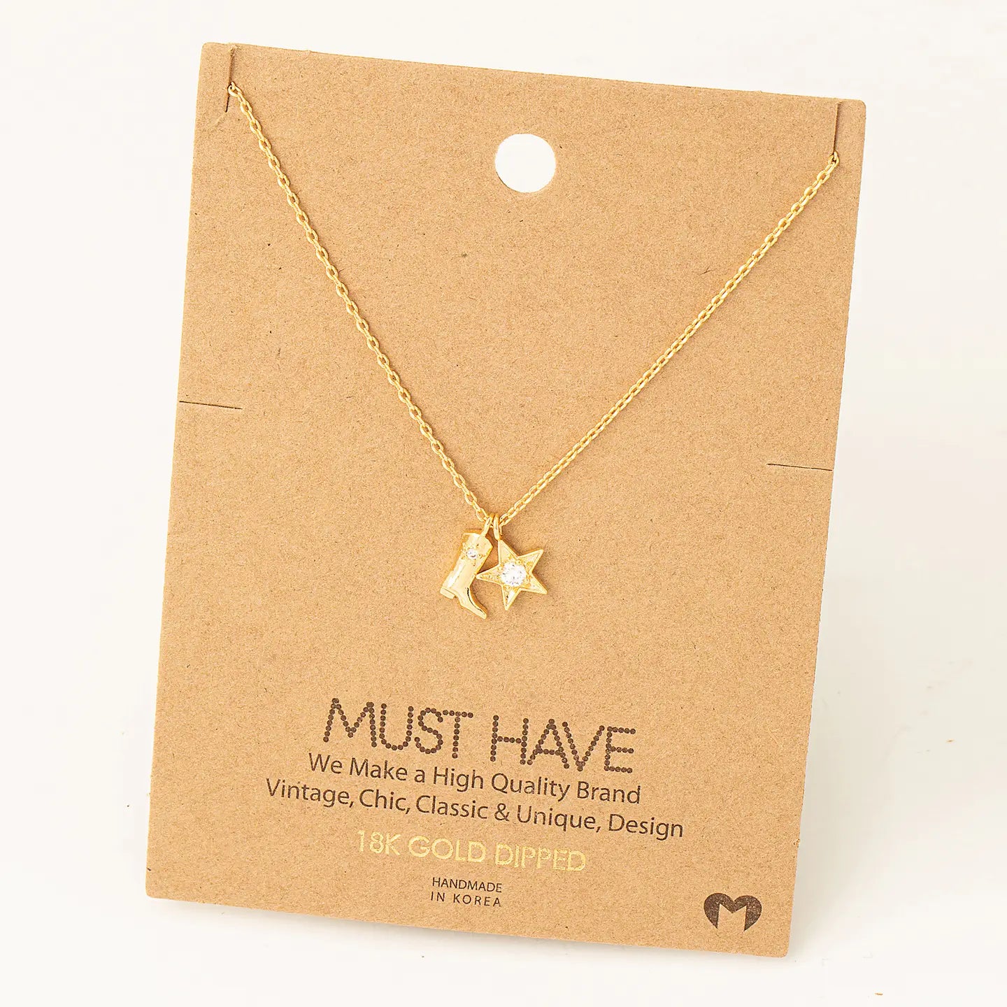 Cowboy Boots Star Pendant Necklace