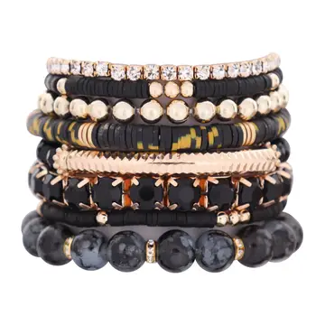 Beaded Bracelet Set | Black