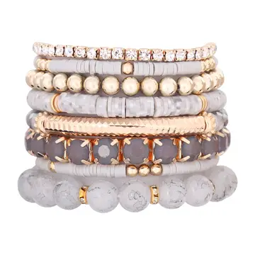 Beaded Bracelet Set | White