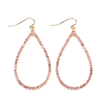 Rhinestone Teardrop Earrings | Pink